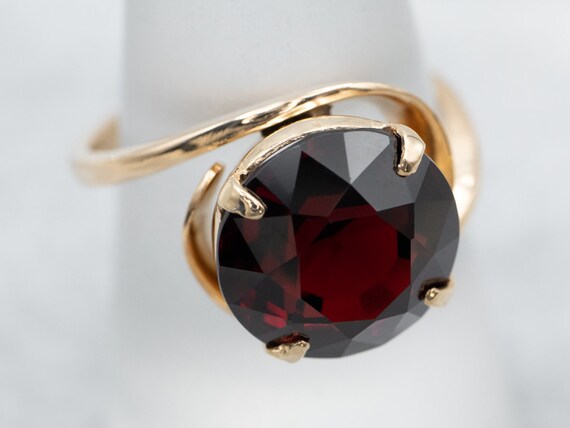 Classic Garnet Solitaire Ring, Garnet Bypass Ring… - image 3