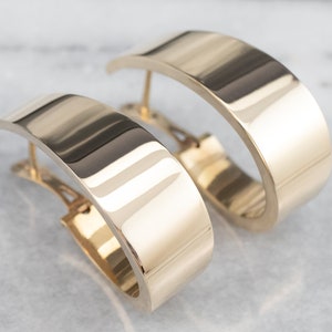 Vintage Yellow Gold Hoop Earrings, Wide Gold Hoop Earrings, 14K Yellow Gold, 14K Gold Hoops, Plain Gold Hoops, Large Gold Hoops ZVVF2940