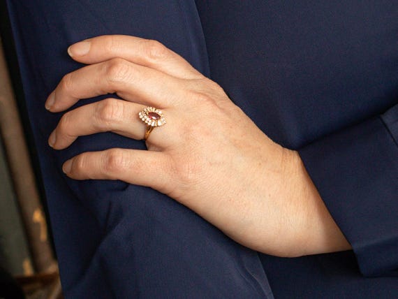 14K Yellow Gold Ruby and Diamond Halo Ring, Vinta… - image 4