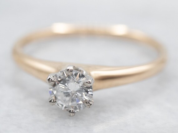 Round Cut Diamond Solitaire Engagement Ring, 14K … - image 2