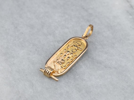 18K Gold Egyptian Hieroglyphics Pendant, Gold Hie… - image 3