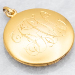 Victorian Bloomed Gold &quot;FAH&quot; Monogrammed Locket, Antique Monogrammed Locket, Victorian Locket, Personalized Locket, Estate Jewelry A48702