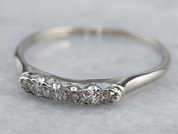 Vintage Diamond Band 14K White Gold Wedding Band Diamond