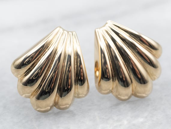 Shell Shaped Stud Earrings, Gold Shell Earrings, … - image 2