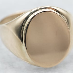 Plain Gold Signet Ring, Oval Top Signet Ring, Yellow Gold Signet, Gold Statement Ring, Birthday Gift, Unisex Gold Ring A22006