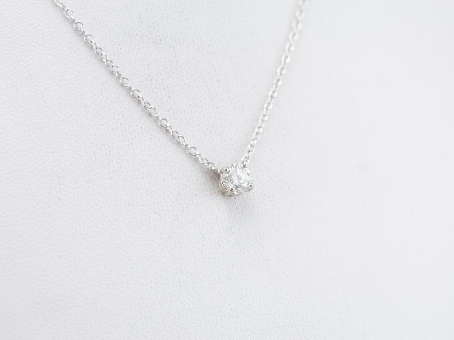 Diamond Solitaire White Gold Necklace Diamond Pendant | Etsy