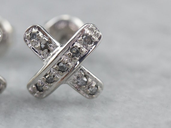 Diamond X Stud Earrings, White Gold Diamond Earri… - image 6