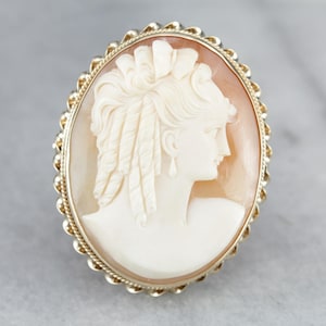 Vintage Cameo Brooch or Pendant, Gold Cameo Pin, Cameo Estate Jewelry AVKJE6-R