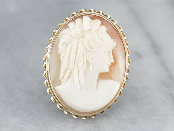 Vintage Cameo Brooch or Pendant, Gold Cameo Pin, … - image 1