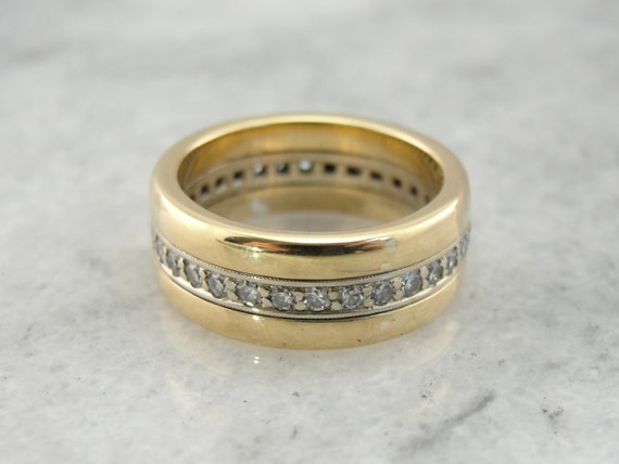 1940's Two Toned Yellow and White Gold Channel Se… - image 2