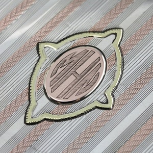 Late Art Deco Monogramed &quot;MHN&quot; Cigarette Case, Solid Sterling Silver with Rose & Yellow Gold Accents  CN67T6-R