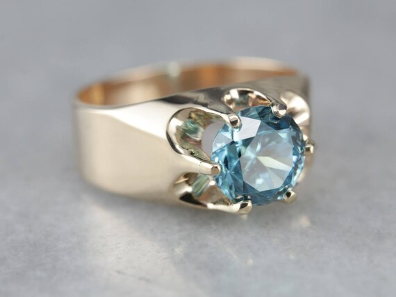 Blue Zircon Solitaire, Ostby & Barton Ring, Vinta… - image 1