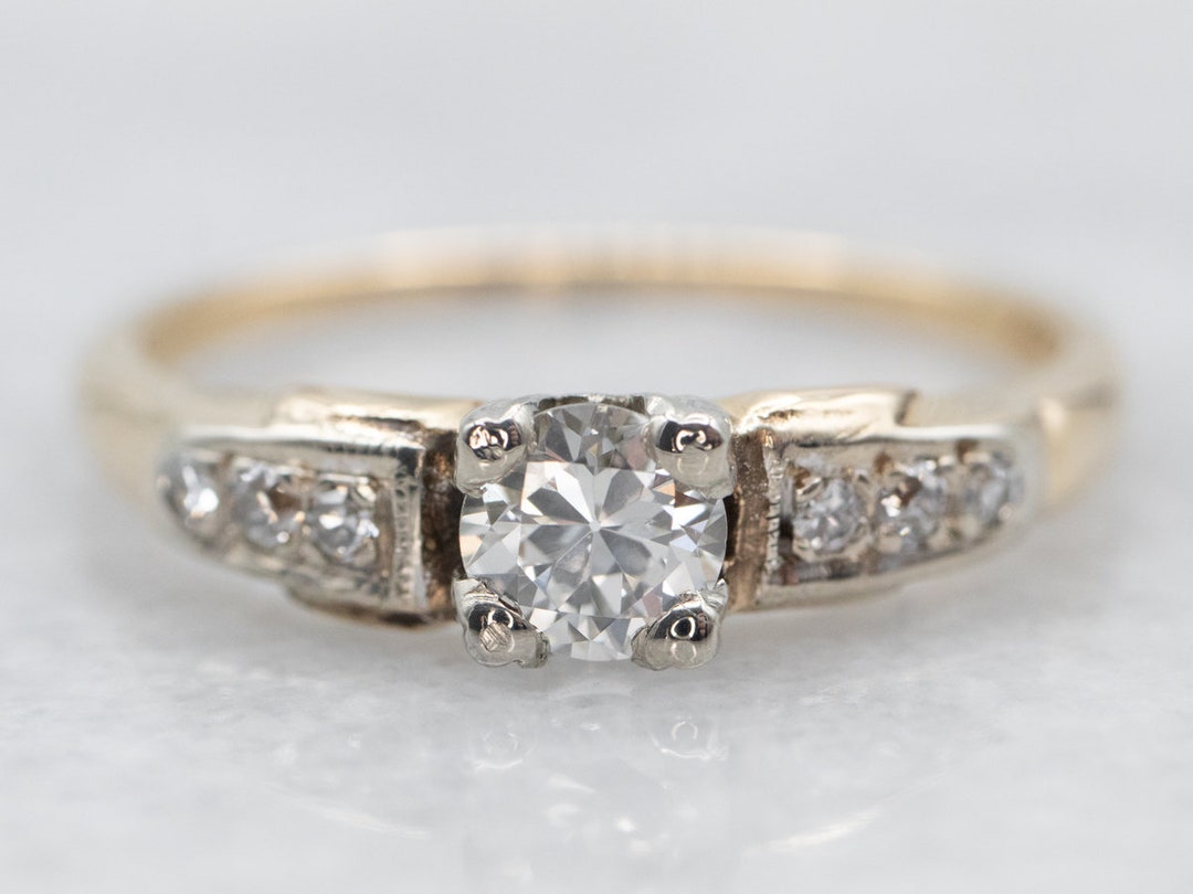 Vintage European Cut Diamond Ring, Diamond Engagement Ring
