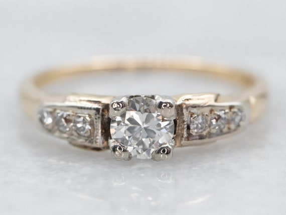 Vintage European Cut Diamond Ring, Diamond Engage… - image 1