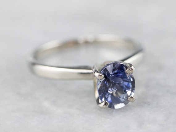 Sapphire White Gold Solitaire Ring, Sapphire Enga… - image 2