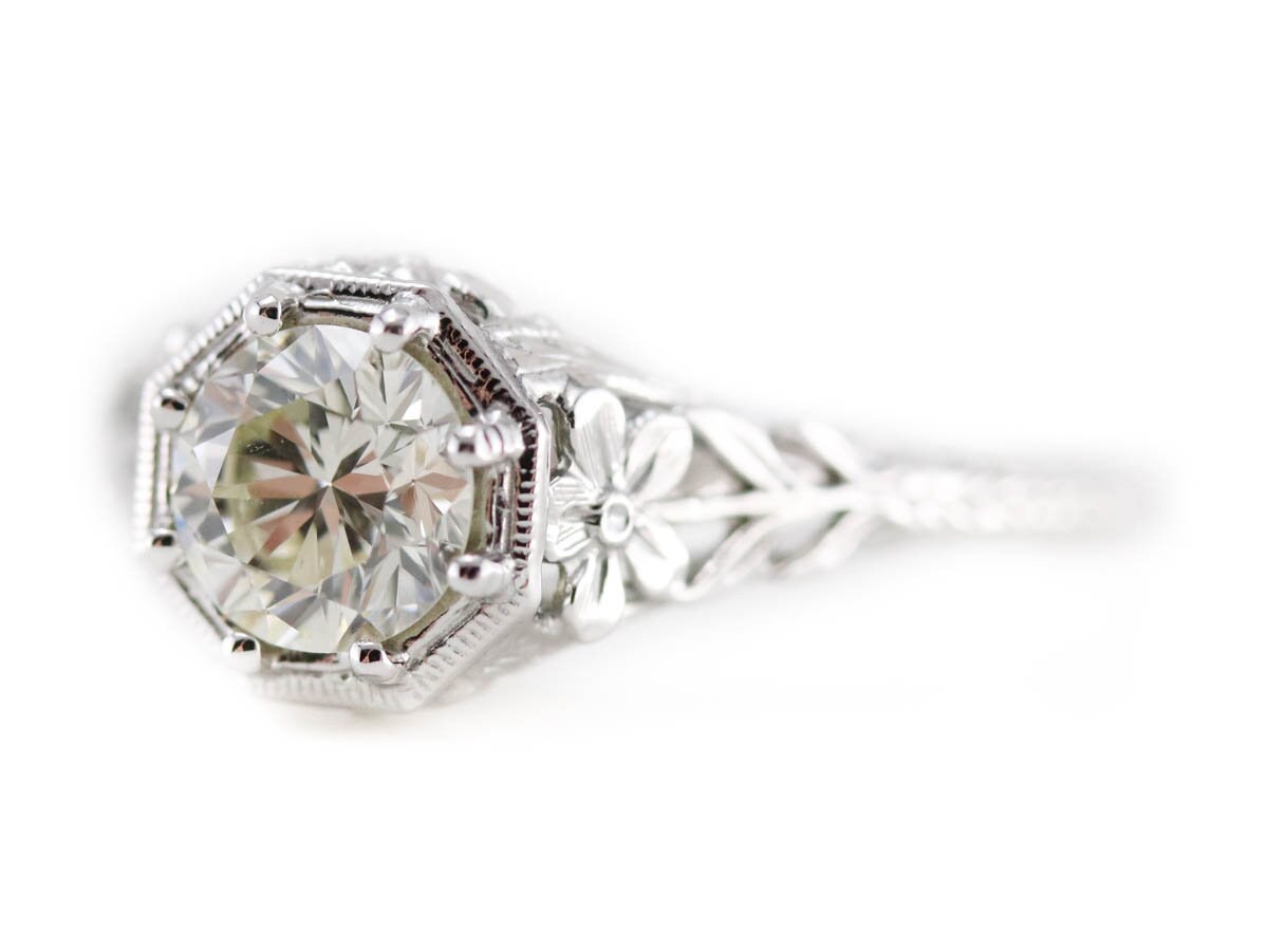 The Greenleaf Diamond Floral Engagement Ring by Elizabeth Etsy