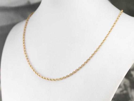 ネックレス　ヴィンテージ　イエローゴールド ヴィンテージ 14K イエローゴールド ロープチェーンネックレス 18