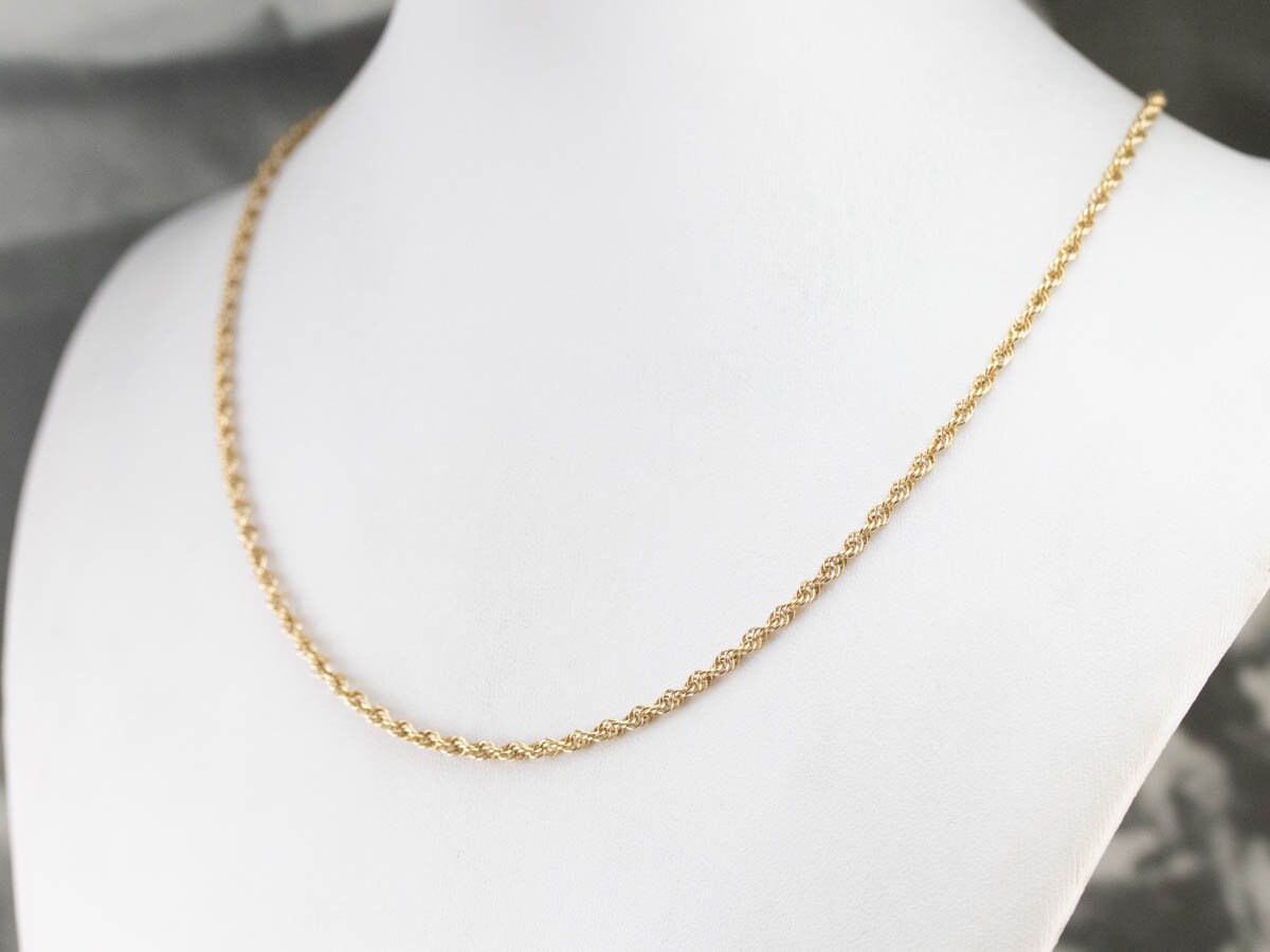 ヴィンテージ 14K イエローゴールド ロープチェーンネックレス 18
