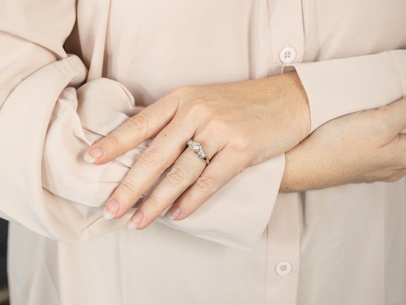 Vintage Diamond Engagement Ring, Diamond Three St… - image 5