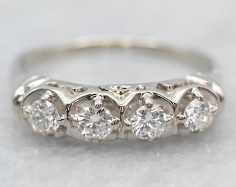 Vintage 14K White Gold Diamond Band, .40 Carat Ring, Size 7
