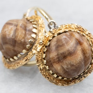 Earthy Jasper Drop Earrings, Jasper and Gold Earrings, Yellow Gold Jasper Earrings, Birthday Gift, Cabochon Earrings, Jasper Jewelry A40819