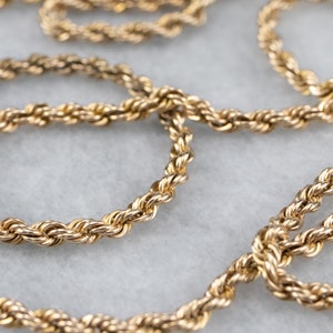 10K Yellow Gold Rope Chain Necklace, 25 Inch Layering Chain