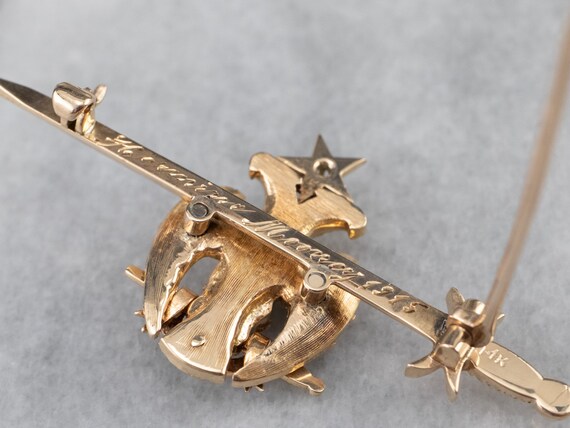 Antique Old Mine Cut Diamond and Gold Masonic Pin… - image 8