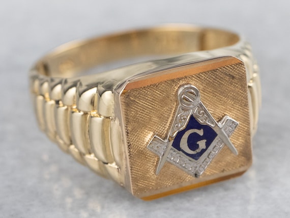 Anello d oro massonico Anello fraterno Gioielli massonici Anello d oro bicolore Anello da uomo R387ZXZY Etsy Italia