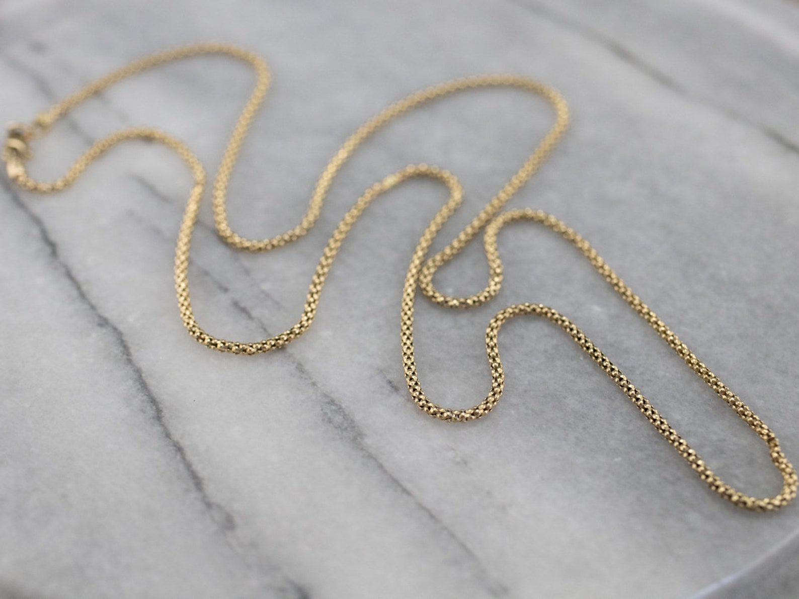 Vintage Gold Popcorn Chain 14K Gold Chain 24 Inch Gold | Etsy