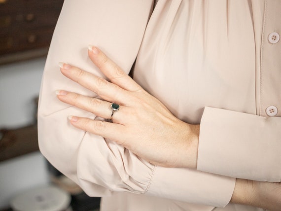 Teal Blue Spinel Solitaire Ring, 14K White Gold, … - image 5