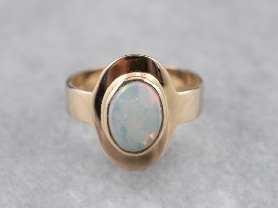 Vintage Opal Ring, Opal Cocktail Ring, Yellow Gol… - image 2