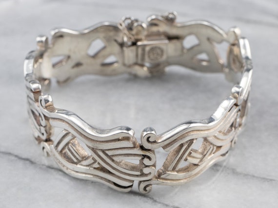 Sterling Silver Patterned Link Bracelet, Taxco Me… - image 2