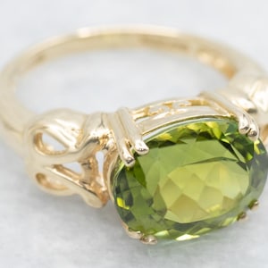 Gold East West Green Tourmaline Ring, Birthstone Ring, Gifts for Her, Green Tourmaline Ring, Tourmaline Solitaire, Tourmaline Jewelry A58879