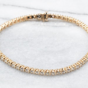 Yellow Gold Diamond Bracelet, Classic Diamond Bracelet, Diamond Tennis Bracelet, Diamond Anniversary, Stacking Bracelet A37053