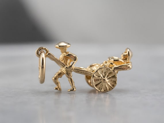 Vintage 14K Yellow Gold Rickshaw Charm