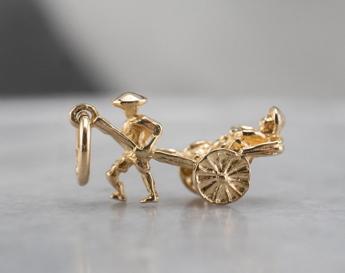 14K Gold Rickshaw Charm, Travel Charm, Tourist Charm, Chinese Charm ...