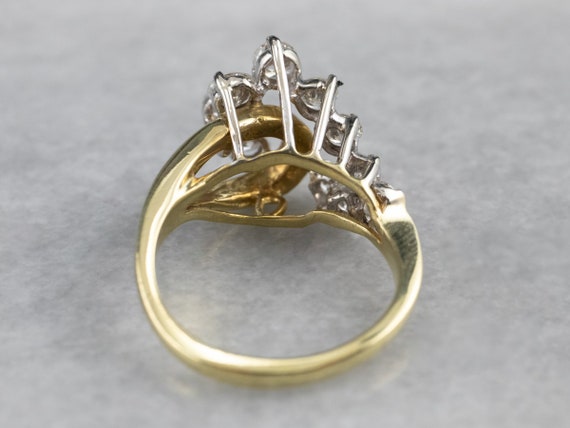 14K Gold Diamond Statement Ring, Asymmetrical Coc… - image 5