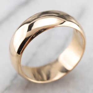 14K Gold Plain Wedding Band, Wide Wedding Ring, Stacking Ring, Yellow Gold Band, Vintage Wedding Band, 4YZZA95A