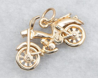 14Kイエローゴールドの自転車チャーム（関節式ホイール付き
