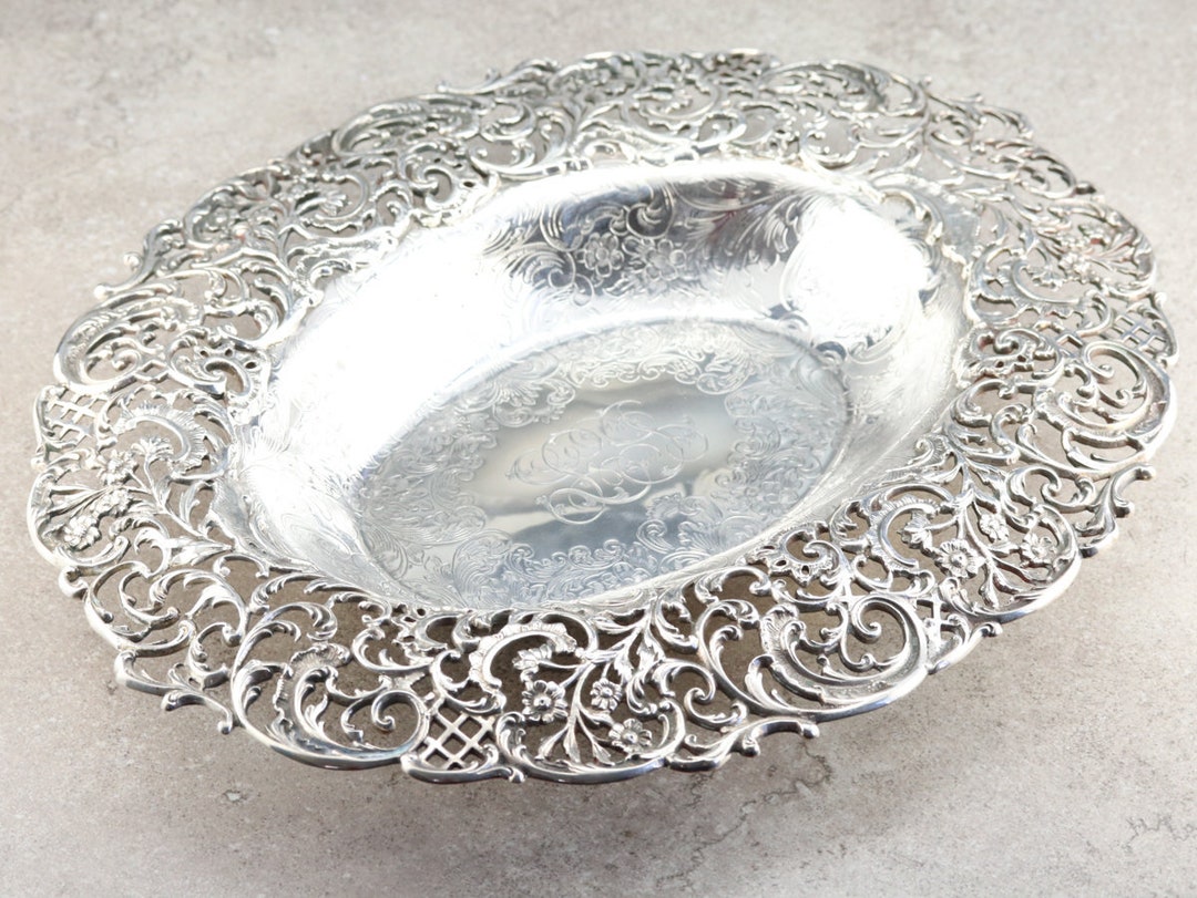 Sterling Silver Co Serving Platter, Antique Silver