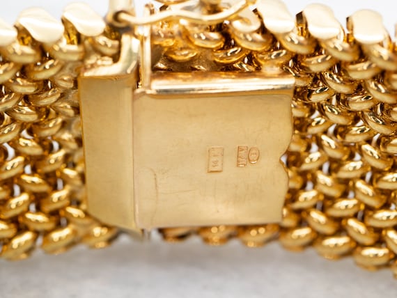 1980s Gold Mesh Link Bracelet, Bold Gold Bracelet… - image 2