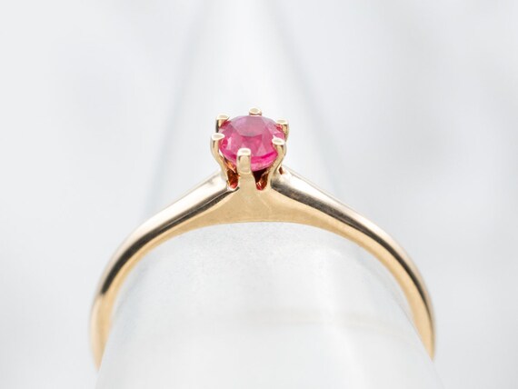Vintage Oval Ruby Solitaire Ring, 14K Yellow Gold - image 4