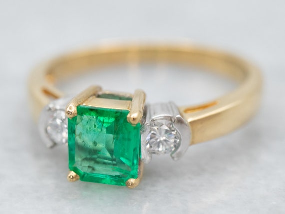 Emerald and Diamond Ring, Emerald Engagement Ring… - image 2