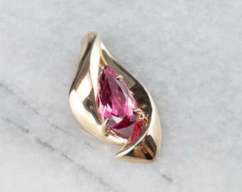 Modernist Pink Tourmaline Gold Pendant, Statement Pendant, Bridal Jewelry, Gift for Her, Pink Gemstone Pendant, J4QR6H78