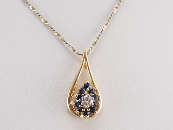 Sapphire and Diamond Pendant, Floral Sapphire Pen… - image 8