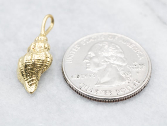 Gold Conch Shell Charm, Vintage Charm, Yellow Gol… - image 5