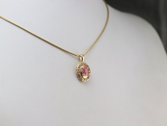 Pink Sapphire Gold Pendant, Pink Gem Pendant, Ann… - image 7