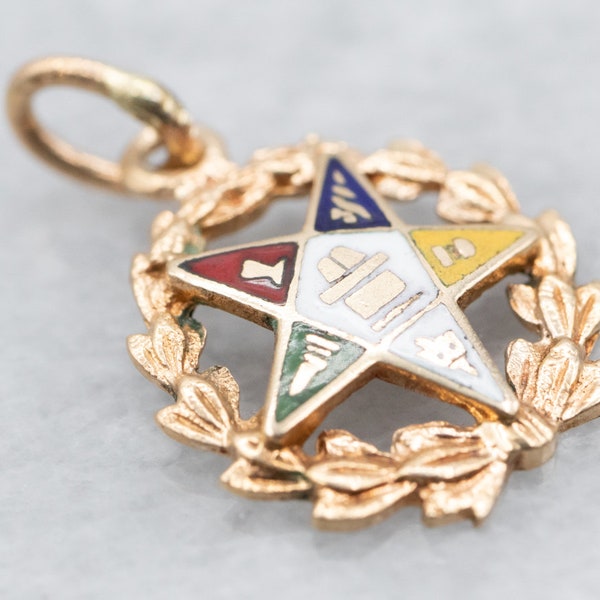 Order of the Eastern Star Pendant, Art Nouveau Era Pendant, Masonic Pendant, Masonic Jewelry, Gold Enamel Pendant, Estate Jewelry A20007