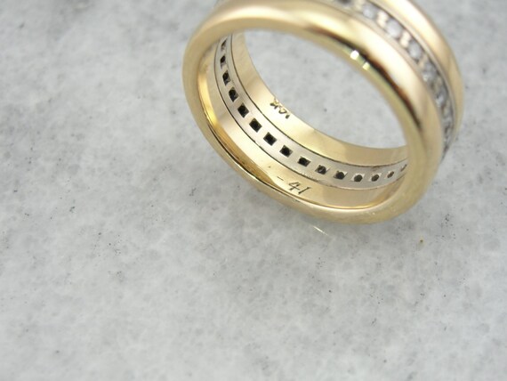 1940's Two Toned Yellow and White Gold Channel Se… - image 3
