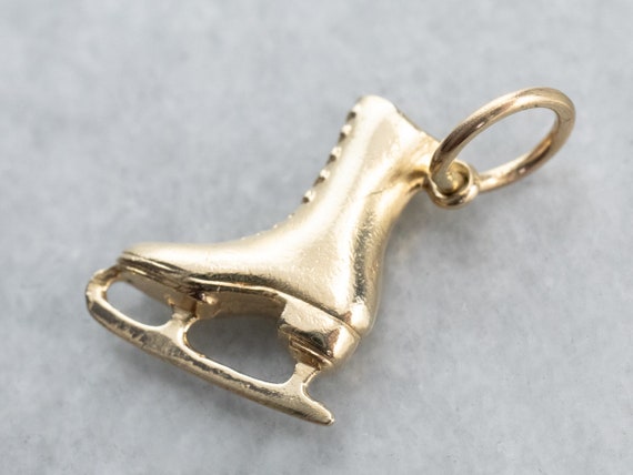 14K Gold Ice Skate Charm, Skating Charm, Winter C… - image 2